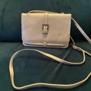 Silver Faux Snakeskin Crossbody Purse